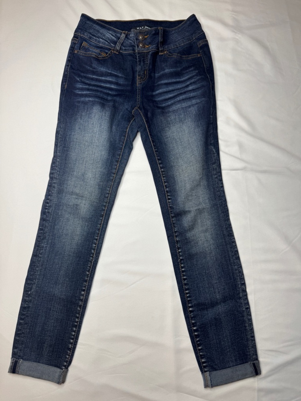 Wax Jean LA Skinny Dark Wash Rolled Cuff Double Button Jeans Size 1